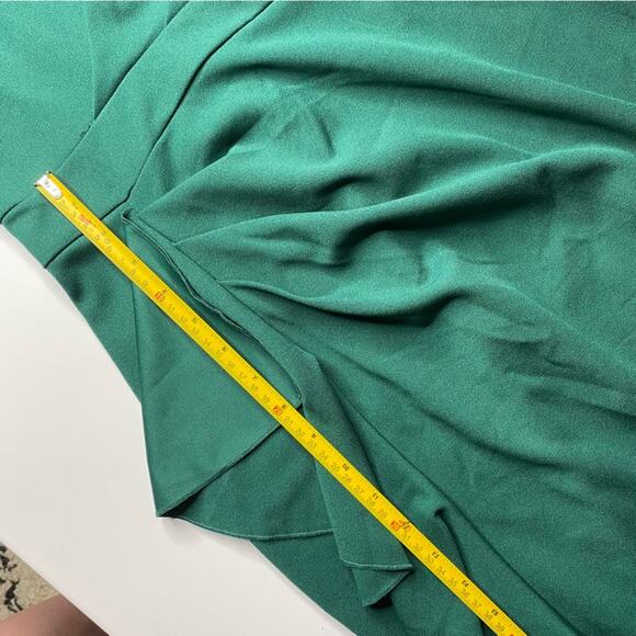 Green Ruffle Dress One Shoulder MIDI Modest Gown Holiday Wedding Guest K26 - Picture 9 of 10